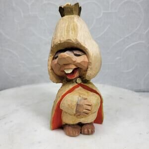 Henning Norway Hand Carved Wood Troll Figurine Scandinavian Folk Art 6" Vintage